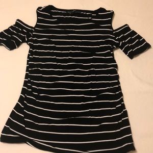 WHBM black and white striped top, shoulder cut out